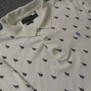 Polo Ralph Lauren Shirt Mens Extra Large White All Over‎ Print Sailboat Nautical